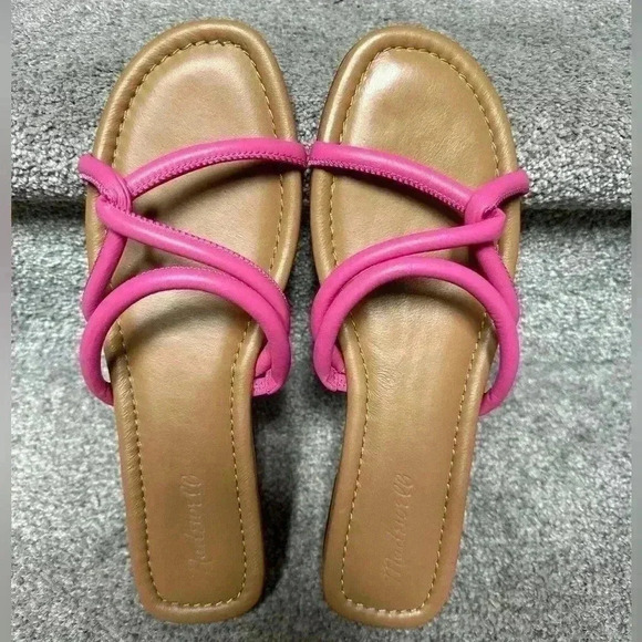 Madewell The Amel Leather Strappy Slip On Sandals Raspberry Frosting Women’s 10 - Picture 1 of 8
